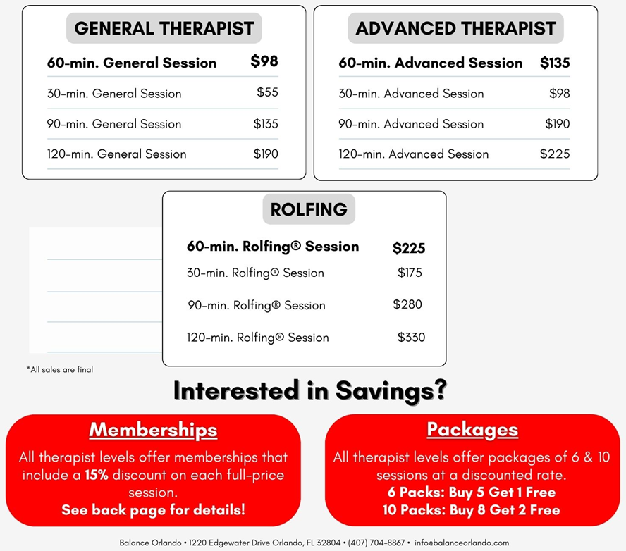 Balance Orlando Prices 2 Balance Massage Pricelist